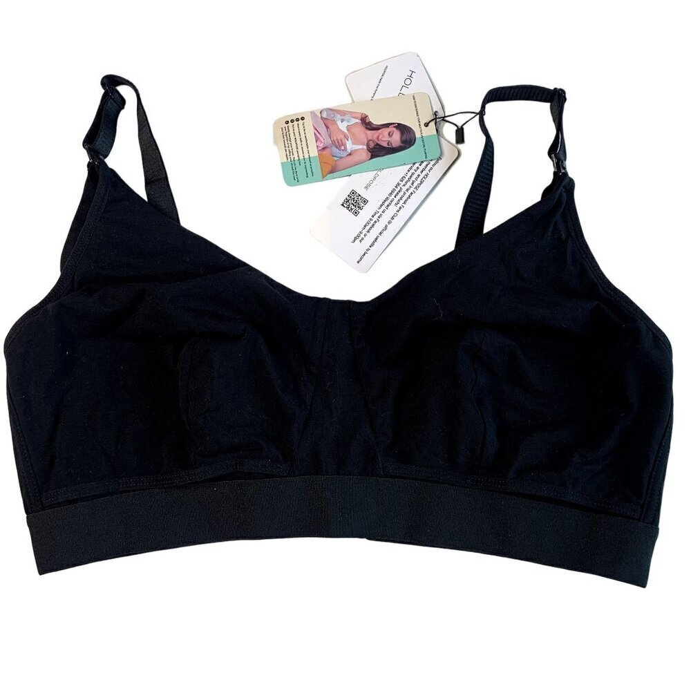 HOLDPOSE Hands Free Pumping Nursing Cotton Bra Plus Size 42B Black NEW